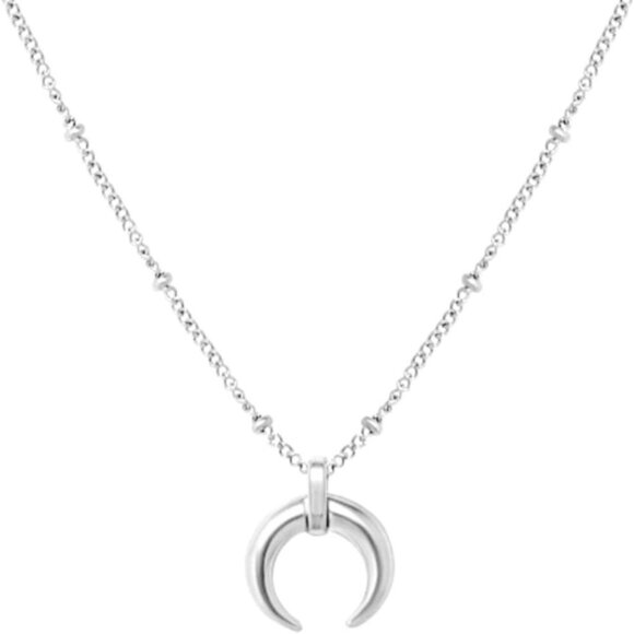 Stainless Steel Moon Crescent Half Circle Charm Statement Anniversary Colloar Ne - Picture 1 of 3